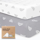 KeaBabies 2-Pack Organic Crib Sheets for Boys, Girls - 52x28 Fitted Crib Mattress Sheet Neutral, Breathable Jersey Cotton Cover for Baby Bed, Toddler Mattress, Soft & Cute Prints (Rainbow) by TinyTreasures Baby Boutique