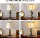 28.5" high Vintage Brown Table Lamps Set of 2 - Bedside Lamp with Faux Silk Shades - for Bedroom and Living Room with USB and Nightlight - Perfect for Nightstands and Bedrooms (Bulb Included) by CozyNest Decor