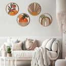 Qunclay 4 Pieces Boho Wall Art Wooden Bohemian Wall Decor Hanging Art Nursery Decor Farmhouse Geometric Hanging 10 Inch Aesthetic Wood Minimalist for Apartment Bedroom(Stylish)