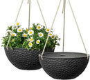 LA JOLIE MUSE Hanging Planters for Indoor Plants, Medium Hanging Planters with Drain Holes, Outdoor Hanging Flower Pots, Matte Black, Honeycomb (10 Inch, Set of 2) by CozyNest Decor