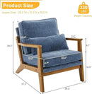 Karl home Accent Chair Wide Armrest Mid-Century Lounge Chair Chenille Armchair with Lumbar Pillow & Solid Wood Frame for Living Room, Bedroom, Balcony, Dusty-Blue by CozyNest Decor