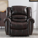 CANMOV Leather Recliner Chair Set of 2, Classic and Traditional Manual Recliner Chair with Comfortable Arms and Back,Manual Single Recliner Sofa for Living Room, Dark Brown by CozyNest Decor