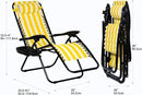 Nazhura Set of 2 Relaxing Recliners Patio Chairs Adjustable Steel Mesh Zero Gravity Lounge Chair Beach Chairs with Pillow and Cup Holder (Yellow Stripe) by CozyNest Decor