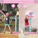 3 in 1 Basketball Hoop and Tee Ball Set for Girls: Baseball Tee with Automatic Pitching Machine Adjustable Height Outdoor and Indoor Sports Toys Christmas Birthday Gift for Kids Age 1-8 Year Old Pink by TinyTreasures Baby Boutique