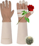 HANDLANDY Long Gardening Gloves for Men & Women, Thorn Proof Rose Pruning Gloves Leather Gauntlets Garden Glove Yard Work Glove (Small, Brown) by GreenHaven Gardens