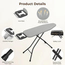 Yaheetech Foldable Ironing Board, Heavy Duty Iron Board with 9 Adjustable Heights, 4 Layer Cover and Safety Iron Rest, 52X14 Compact and Space Save Iron Board for Home Laundry Room Use, Gray by CozyNest Decor