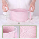Empty Gift Basket – SweetMemo Mini Woven Rope Organizer Baskets for Gifting, Baby Shower, Desk, Makeup Brushes, Bathroom, Shelves – Small Decorative Storage Bin with Gift Bag & Ribbon – Blush Pink by CozyNest Decor
