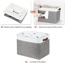 DULLEMELO Large Storage Baskets, Fabric Storage Basket with Leather Handles for Shelves Closet Nursery Toy Storage, Collapsible Fabric Baskets for Toy Book Magazine Towel Organizers(White&Gray) by TinyTreasures Baby Boutique