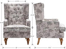 DUOMAY Tufted Accent Chair, Modern Linen Upholstered Wingback Side Arm Chair for Living Room Bedroom with Wood Legs, Comfy Reading Guest Chair for Office, Beige Flower Pattern by CozyNest Decor