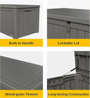 EAST OAK Outdoor Storage Box, 150 Gallon Deck Box, Large Resin Storage Bin for Patio Cushions, Gardening Tools, Lockable, Waterproof and UV Resistant, Grey by GreenHaven Gardens