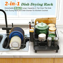 Runnatal Large Dish Drying Rack with Drainboard Set, Stainless Steel Detachable 2-in-1 Large-Capacity 2-Tier Over The Sink Anti-Rust Dish Rack and Dish Drainer for Kitchen Counter by CozyNest Decor