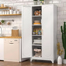 Metal Storage Cabinet with Doors and Shelves, 75 Inch Tall Kitchen Pantry Cabinet, Pantry Cabinets for Kitchen Storage, Freestanding Cupboard for Living, Dining Room, White, Assembly Required by CozyNest Decor
