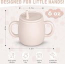 4-in-1 Silicone Sippy Cup with Snack and Straw Lid 6oz | Transition Training Cup for 6+ months to Toddler (Beige) by TinyTreasures Baby Boutique