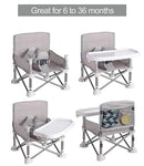 PandaEar Portable Baby Seat Travel| Compact Fold with Straps for Indoor/Outdoor Use| Great for Camping, Beach, Lawn |Toddlers, Kids, Boys, Girls (Grey) by TinyTreasures Baby Boutique