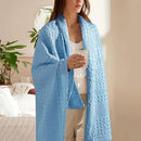 PHF 100% Cotton Waffle Weave Throw Blanket, Soft Lightweight Breathable Cozy Summer Throws for Couch Bed Sofa, Luxury Aesthetic Woven Blanket for Home Decor & Office, 50"x60", Sky Blue by CozyNest Decor
