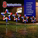 4 Pack Red White and Blue Solar Light Outdoor, 4th of July Decorations Patriotic Lights with Big LED Neon Star, Garden Stake Pathway Lights with 8 Modes for Independence Day Memorial Day Decor by GreenHaven Gardens