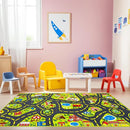 Car Rug 2.6x5 Feet, Car Mat for Kids Race Track Rug Road Play Mat with Roads City Map Design by TinyTreasures Baby Boutique