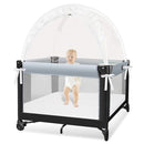 Pack N Play Tent - Mini Crib Tent to Keep Baby from Climbing Out - Crib Net to Keep Baby in - Pop Up Breathable Cribs Cover - Canopy with Upgrade Strong Mesh and Durable Zipper (White, Small) by TinyTreasures Baby Boutique