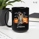 Personalized Maine Coon with Pumpkins Cup for Halloween, Maine Coon Wearing Witch Hat Coffee Mug, Cat Halloween Ceramic Cup 11oz 15oz, Pet Cat Black Mug, Gift for Pet Lover Dad Mom Children by TinyTreasures Baby Boutique