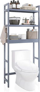 SMIBUY Bathroom Storage Shelf, Bamboo Over-The-Toilet Organizer Rack, Freestanding Toilet Space Saver with 3-Tier Adjustable Shelves (Grey) by CozyNest Decor