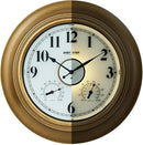 ANDY STAR 21 Inch Outdoor Clocks Waterproof, Large Outdoor Wall Clocks for Patio with Thermometer, Weatherproof Illuminated Clock Battery Operated with Thermometer&Hygrometer, Gold Metal Finish by CozyNest Decor