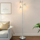Brushed Nickel Floor Lamp 66.5'' Tall Standing Lamp Dimmable Tree Floor Lamps with 3 LED Lights Glass Shades Silver Lamp for Living Room Bedroom Office(3 Bulbs Included) by CozyNest Decor