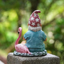 Gnome Statue Garden Decor, Resin Gnome and Flamingo Figurines Outdoor Decorations for Yard Art Porch Lawn Ornaments, Unique Housewarming Gifts by CozyNest Decor