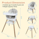 9 in 1 Convertible Baby High Chair with Booster, Wooden Highchair for Babies and Toddlers with Adjustable Tray & 5-Point Harness, Multi-Functional Growing Seat for Feeding, Learning & Play, Gray by TinyTreasures Baby Boutique