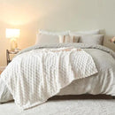 NEWCOSPLAY Super Soft Twin Blanket Ivory Premium Silky Flannel Fleece 3D Clouds Stylish Jacquard Lightweight Bed Blanket All Season Use 350GSM (Ivory, Twin(60"x80")) by CozyNest Decor