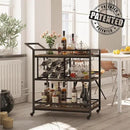 FATORRI Bar Cart for The Home with Wine Rack and Glasses Holder, Small Home Bar Serving Cart on Wheels for Liquor and Alcohol (Walnut Brown) by CozyNest Decor