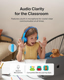 Belkin SoundForm Mini Kids Wired Headphones w/USB C to 3.5mm Dongle, Built-in Mic & Fun Stickers, 85dB Max Volume – for Online Learning, Travel, Compatible w/iPhone 16, iPad, Galaxy S25, etc - Blue by TinyTreasures Baby Boutique
