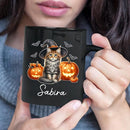 Personalized Maine Coon with Pumpkins Cup for Halloween, Maine Coon Wearing Witch Hat Coffee Mug, Cat Halloween Ceramic Cup 11oz 15oz, Pet Cat Black Mug, Gift for Pet Lover Dad Mom Children by TinyTreasures Baby Boutique