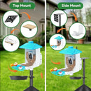 Smart Bird Feeder Pole with Squirrel Baffle & Bath-Heavy Duty Adjustable 3-6.6ft Universal Stand Mount for Backyard&Outdoor Bird Houses/Cameras (80'Pole-Baffle-Bath)