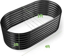 Land Guard 24“ Tall Galvanized Raised Garden Bed Kit, Galvanized Planter Garden Boxes Outdoor, Oval Large Metal Raised Garden Bed for Vegetables (Dark Gray, 4×2×2ft) by GreenHaven Gardens