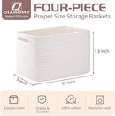 OIAHOMY 4 Pack Storage Baskets for Organizing, Cube Storage Bins for Shelves, Rectangle Storage Baskets With Handles, Woven Baskets for Storage, 12.7''Lx9''Wx7.8''H, White by TinyTreasures Baby Boutique