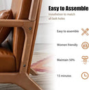 INZOY Mid Century Modern Accent Chair with Wood Frame, PU Leather Reading Armchair with Waist Cushion, Upholstered Living Room Chairs for Bedroom Sunroom (Camel) by CozyNest Decor