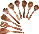 Wooden Spoons for Cooking 9 Pieces Set, Teak Wooden Kitchen Utensil Set, Wooden Cooking Utensils Spoons, Spatulas, Heat-Resistant, Lightweight & Durable, Perfect for Non-Stick Cookware by CozyNest Decor