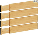 BAMEOS 4" High Drawer Dividers Bamboo Separators Organization Expandable Organizers for Kitchen Bedroom Bathroom Dresser Office 4-pack by CozyNest Decor