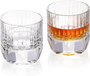 KAMMAK Crystal Whiskey Glasses Set of 2, 7.44oz Old Fashioned Glasses Stemless, Luxury Hand Blown White Cocktail Glasses, Handcrafted Cut Design Octagon Cup for Women, Men Gift for Bourbon by CozyNest Decor