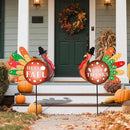 2 PCS Happy Fall Yard Signs Metal Thanksgiving Decorative Garden Stakes with Led Light Turkey Give Thanks Yard Stakes Fall Harvest Lawn Garden Lawn Pathway Decor by CozyNest Decor
