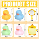 6Pcs Mold-Free Bath Toy Silicone Duck Set for Toddlers 1-3 Years and Babies 6-12 Months, Dishwasher Safe, with Duck Fishing Net and Storage Bag by TinyTreasures Baby Boutique