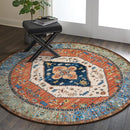 Lahome Boho Washable 3Ft Round Area Rug, Non-Slip Throw Untra-Thin Small Round Carpet, Oriental Vintage Distressed Circle Rug for Bathroom Bedroom Kitchen Office Sofa, 3x3/Rust by TinyTreasures Baby Boutique