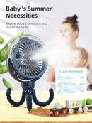 Misting Stroller Fan, 6000mAh Battery Operated Portable Fan with Light & 360° Pivoting, Personal Cooling Fans with Flexible Tripod for Baby, Office, Travel,Treadmill,Outdoors (Dark Blue) by TinyTreasures Baby Boutique