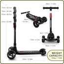 Besrey Kick Scooter for Kids Ages 3-10, 3-Wheel Folding Scooter with Adjustable Height, LED Light Wheels, Extra Wide Deck for Outdoor Activities by TinyTreasures Baby Boutique