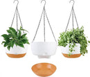 10 inch Hanging Planters Self Watering Pots for Indoor Plants, 3 Pack Plastic Hanging Basket with Removable Tray for Home Garden Porch Balcony Patio Decor (White) by CozyNest Decor