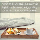 Acacia Wood Serving Tray with Handles (17 Inches) – Decorative Serving Trays Platter for Breakfast in Bed, Lunch, Dinner, Appetizers, Patio, Ottoman, Coffee Table, BBQ, Party –Great for Lap &Couch by CozyNest Decor