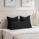 Fancy Homi 2 Packs Black Big Decorative Throw Pillow Covers 24x24 Inch for Couch Bed Sofa, Rustic Farmhouse Boho Home Decor, Soft Corss Corduroy Patchwork Accent Square Cushion Case 60x60 cm by CozyNest Decor