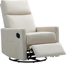 Swivel Rocker Recliner Chair, Upholstered Fabric Nursery Rocking Glider Chair with Adjustable Backrest and Footrest, Lay Flat Recliner Single Lazy Sofa for Living Room(Beige) by TinyTreasures Baby Boutique