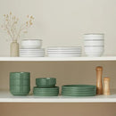 Ceramic Dinnerware Set, 12-Piece Service for 4, Round, Microwave and Dishwasher Safe, Cambridge Classics (Dusty Jade) by CozyNest Decor