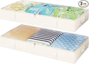 2-Pack Under Bed Storage, 6 Inches Tall Closet Organizers and Storage Bins with Sturdy Sidewalls/Bottom/4 Handles, Beige by CozyNest Decor